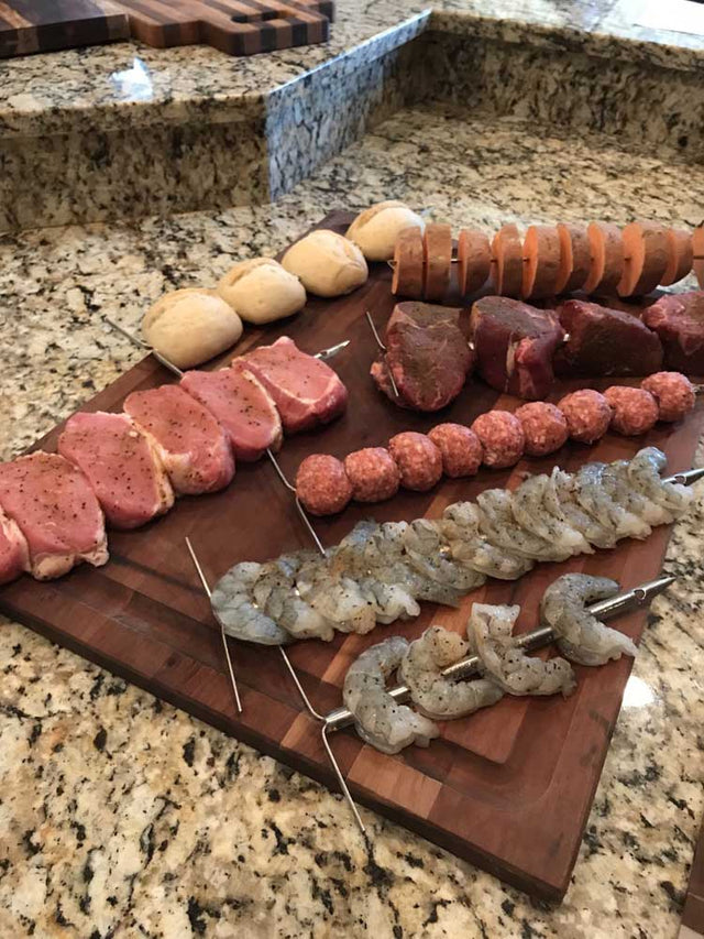 Prepared-Meat-On-Barrel-Grill-Skewers 